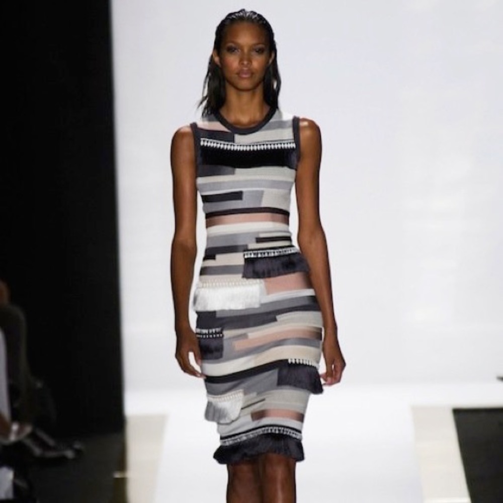 Rare Herve Leger Spring’14 Patchwork Midi Dress